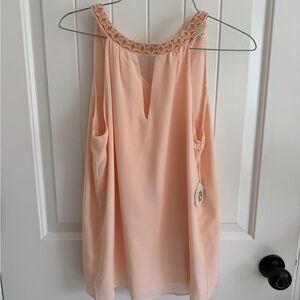 Spartina 449 Peach Tank Top with Embroidered Neckline size XS New NWT
